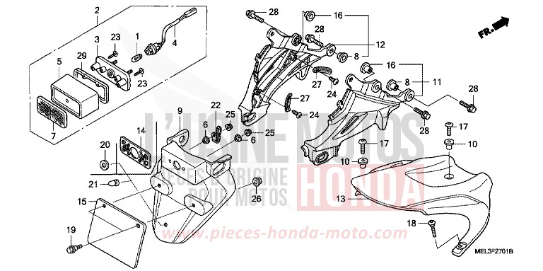 REAR FENDER (CBR1000RR6/7) for CBR1000RR Fireblade PEARL SIREN BLUE-A (PB123TA) from 2007